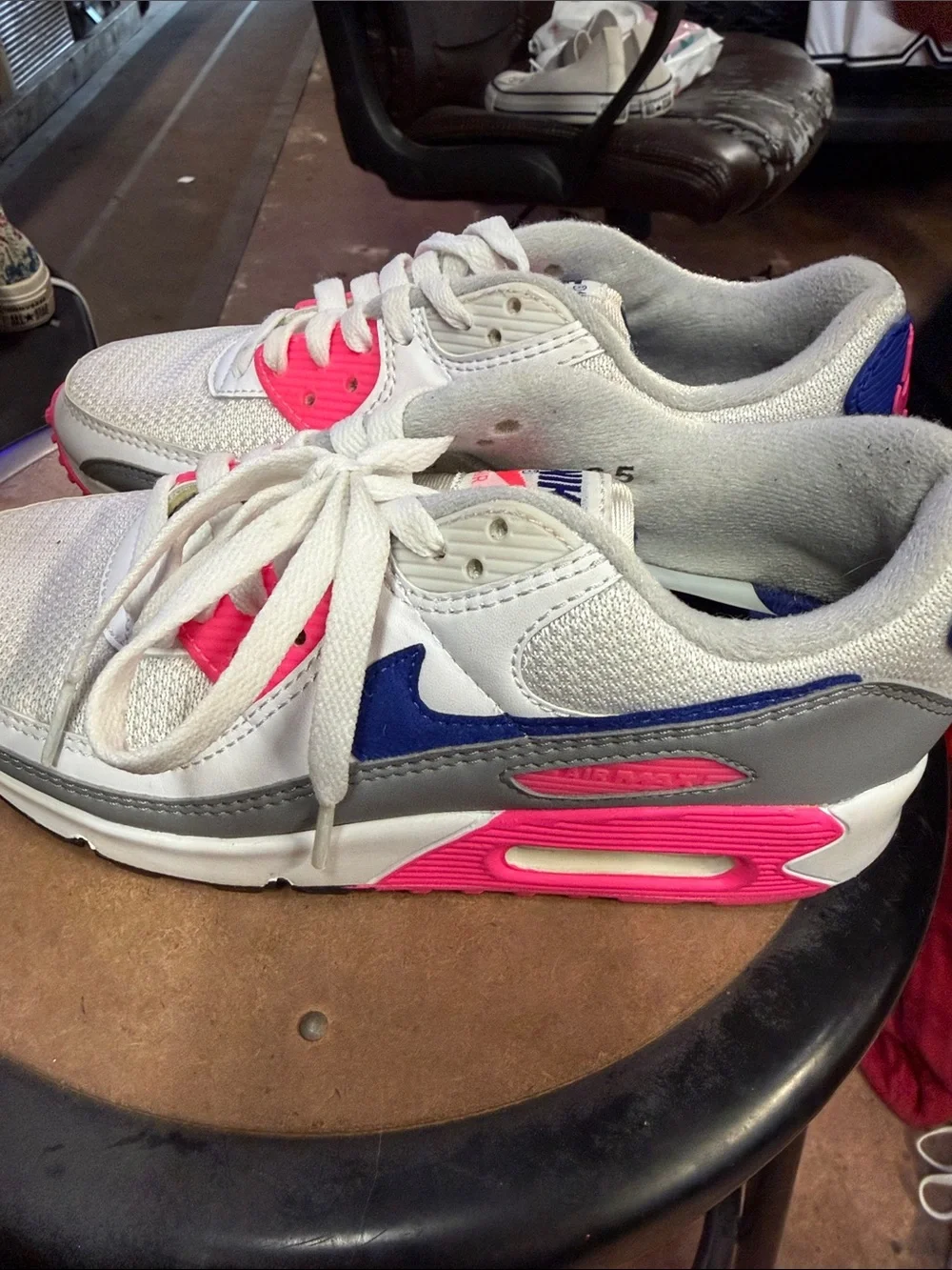 Nike White Sneakers with Pink and Blue Accents
